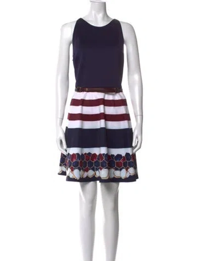 Pre-owned Ted Baker Striped Knee-length Dress In Blue