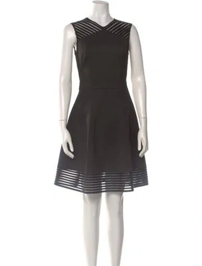 Pre-owned Ted Baker Striped Knee-length Dress In Gray