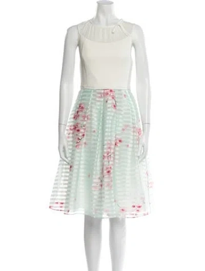Pre-owned Ted Baker Striped Knee-length Dress In Green