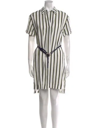 Pre-owned Ted Baker Striped Knee-length Dress In White