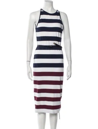 Pre-owned Ted Baker Striped Knee-length Dress In White