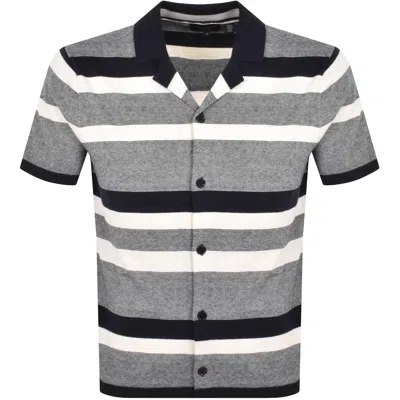 Ted Baker Striped Knitted Shirt Navy