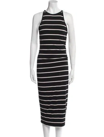 Pre-owned Ted Baker Striped Long Dress In Black