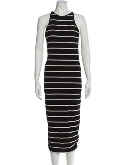 Pre-owned Ted Baker Striped Long Dress In Black