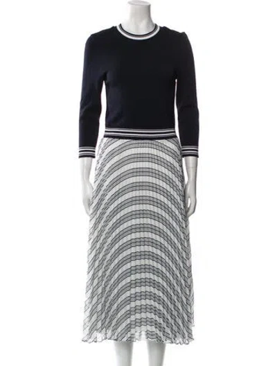 Pre-owned Ted Baker Striped Long Dress In Blue