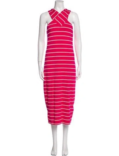 Pre-owned Ted Baker Striped Long Dress In Pink