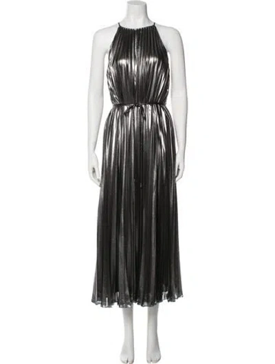 Pre-owned Ted Baker Striped Long Dress In Silver