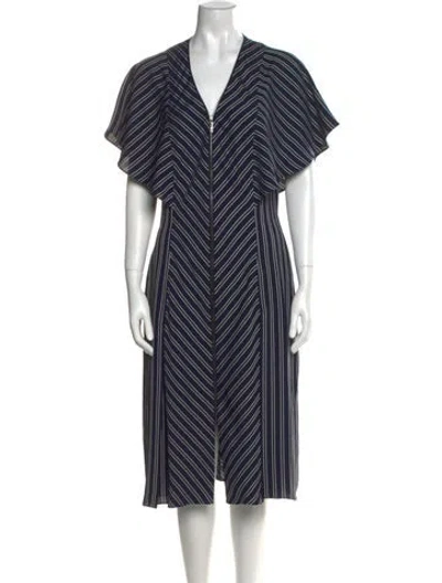 Pre-owned Ted Baker Striped Midi Length Dress In Blue