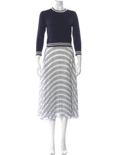 Pre-owned Ted Baker Striped Midi Length Dress In Blue