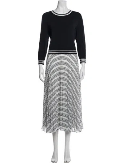 Pre-owned Ted Baker Striped Midi Length Dress In Blue