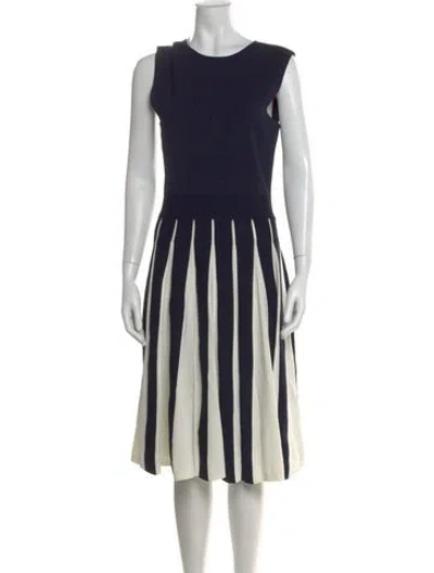 Pre-owned Ted Baker Striped Midi Length Dress In Blue