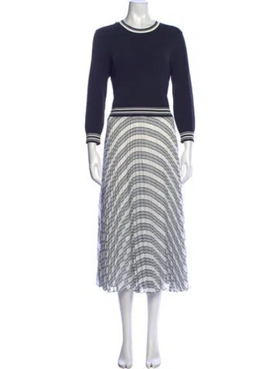 Pre-owned Ted Baker Striped Midi Length Dress In Blue