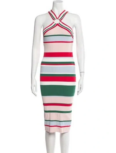 Pre-owned Ted Baker Striped Midi Length Dress In Multi