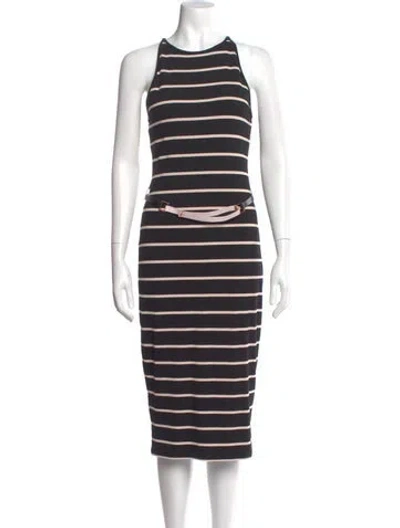 Pre-owned Ted Baker Striped Midi Length Dress In Multi