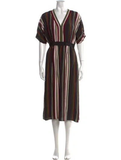 Pre-owned Ted Baker Striped Midi Length Dress In Multi