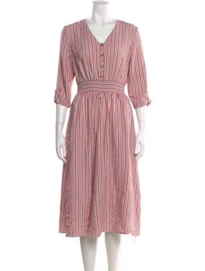 Pre-owned Ted Baker Striped Midi Length Dress In Pink