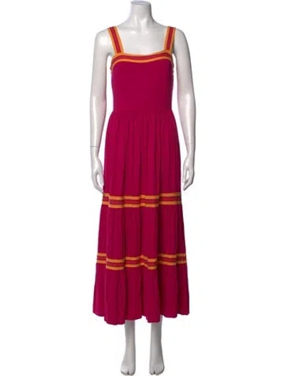 Pre-owned Ted Baker Striped Midi Length Dress In Pink