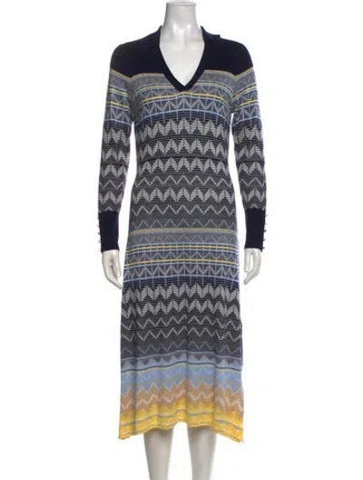 Pre-owned Ted Baker Striped Midi Length Dress W/ Tags In Blue