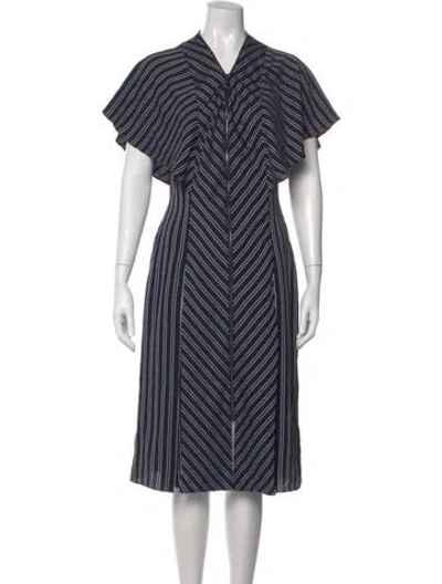 Pre-owned Ted Baker Striped Midi Length Dress W/ Tags In Blue