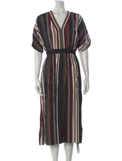 Pre-owned Ted Baker Striped Midi Length Dress W/ Tags In Multi