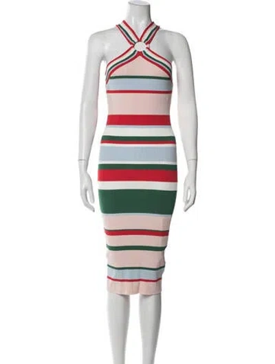 Pre-owned Ted Baker Striped Midi Length Dress W/ Tags In Multicolor