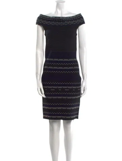 Pre-owned Ted Baker Striped Mini Dress In Black