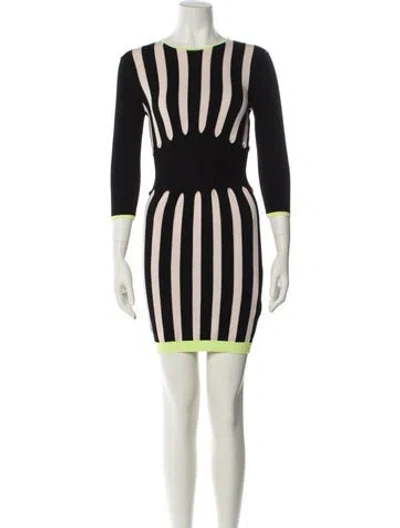 Pre-owned Ted Baker Striped Mini Dress In Black