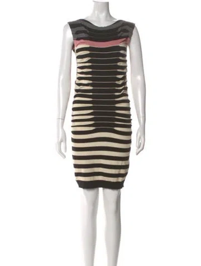 Pre-owned Ted Baker Striped Mini Dress In Black