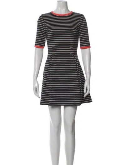 Pre-owned Ted Baker Striped Mini Dress In Black
