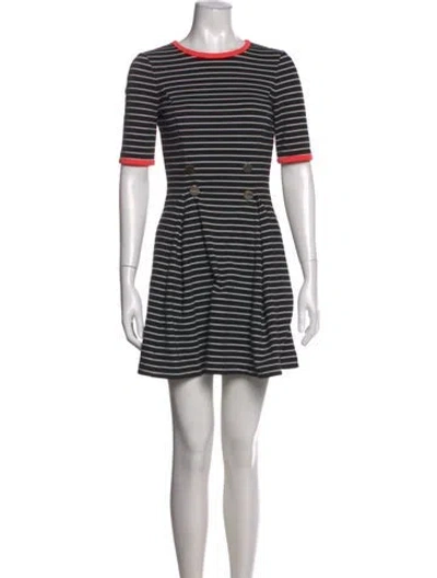 Pre-owned Ted Baker Striped Mini Dress In Black