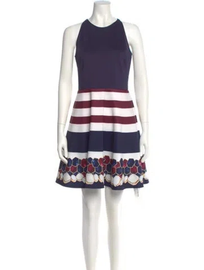 Pre-owned Ted Baker Striped Mini Dress In Blue