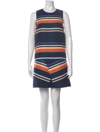 Pre-owned Ted Baker Striped Mini Dress In Blue