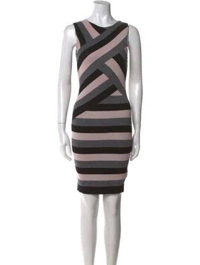 Pre-owned Ted Baker Striped Mini Dress In Gray