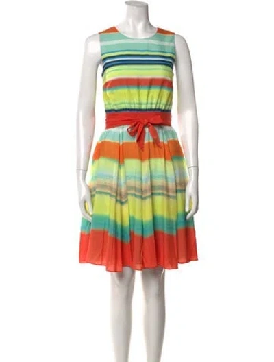 Pre-owned Ted Baker Striped Mini Dress In Orange