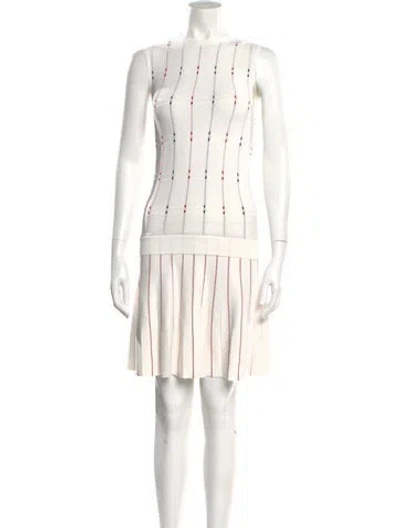 Pre-owned Ted Baker Striped Mini Dress In White