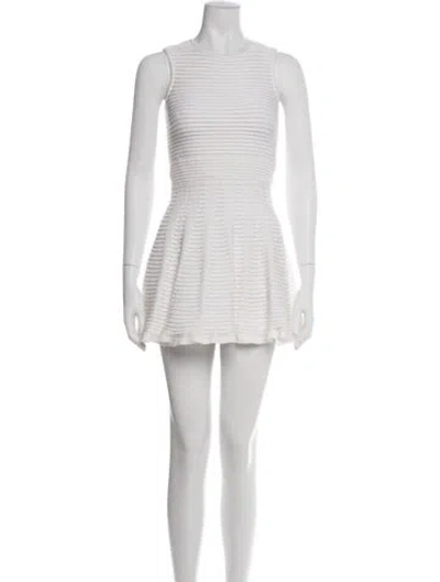 Pre-owned Ted Baker Striped Mini Dress In White
