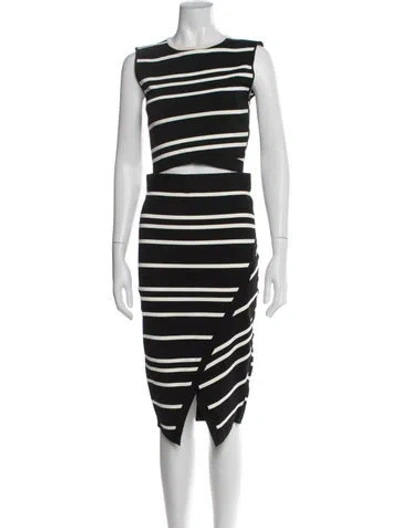 Pre-owned Ted Baker Striped Skirt Set In Black