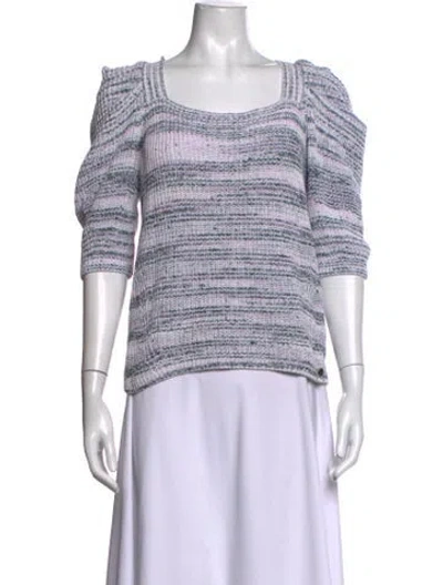 Pre-owned Ted Baker Striped Square Neckline Sweater In White
