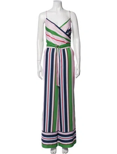 Pre-owned Ted Baker Striped V-neck Jumpsuit In Multicolor