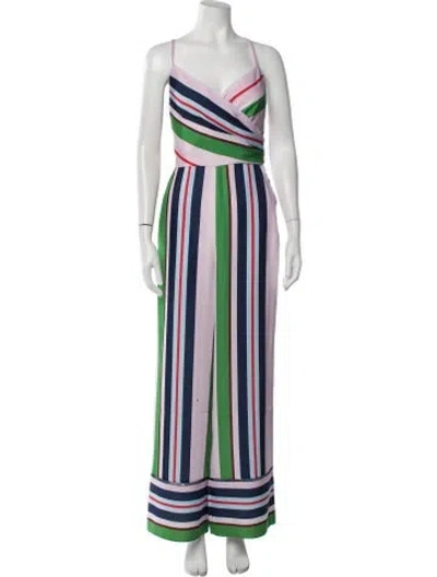 Pre-owned Ted Baker Striped V-neck Jumpsuit W/ Tags In Multicolor