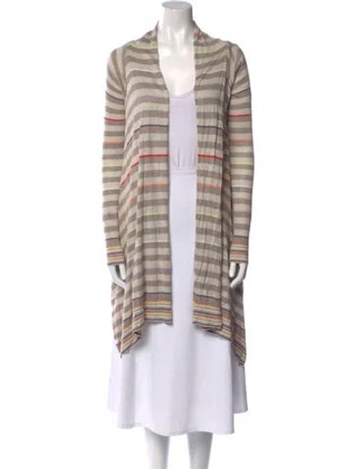 Pre-owned Ted Baker Striped V-neck Sweater In Neutral