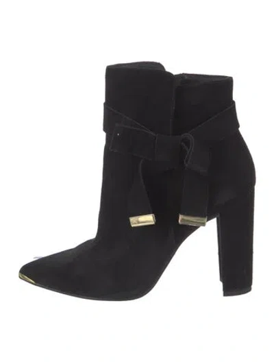 Pre-owned Ted Baker Suede Bow Accents Boots In Black