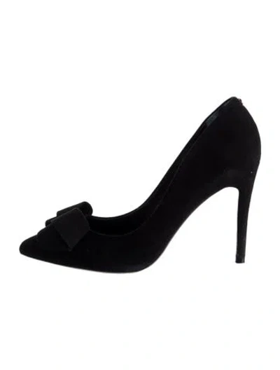 Pre-owned Ted Baker Suede Bow Accents Pumps In Black