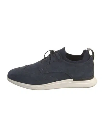 Pre-owned Ted Baker Suede Colorblock Pattern Athletic Sneakers In Blue