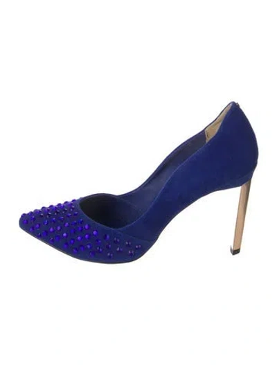 Pre-owned Ted Baker Suede Crystal Embellishments Pumps In Blue