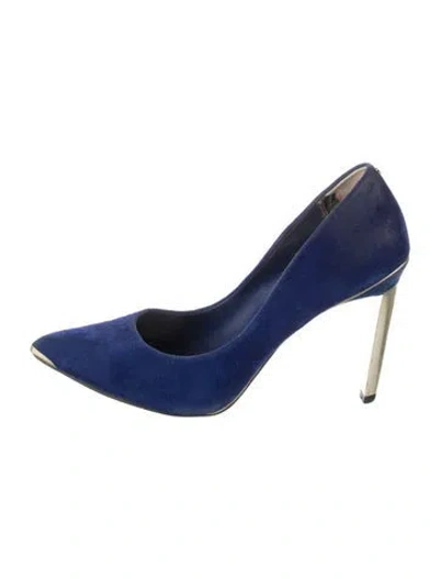 Pre-owned Ted Baker Suede Crystal Embellishments Pumps In Blue
