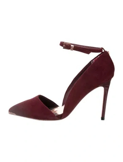 Pre-owned Ted Baker Suede D'orsay Pumps In Red