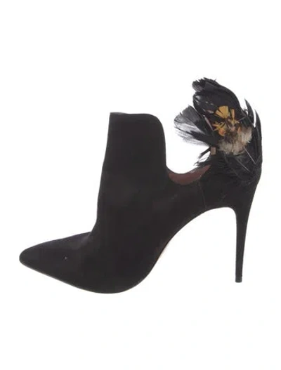 Pre-owned Ted Baker Suede Floral Print Boots In Black