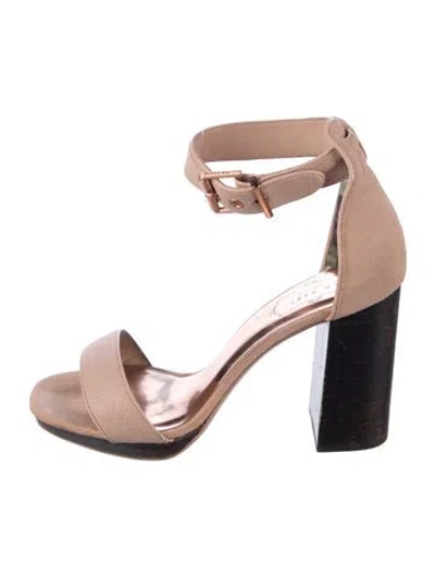 Pre-owned Ted Baker Suede Floral Print Sandals In Pink