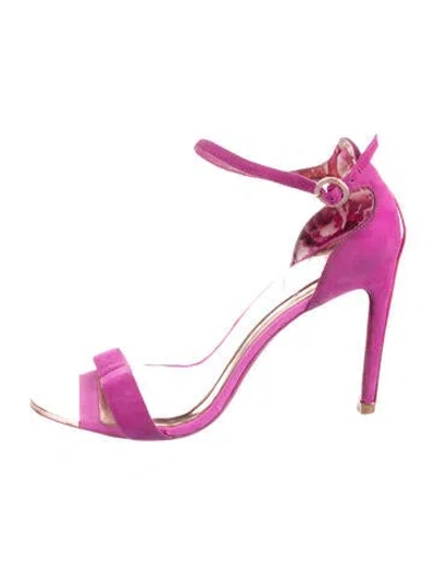 Pre-owned Ted Baker Suede Floral Print Sandals In Purple